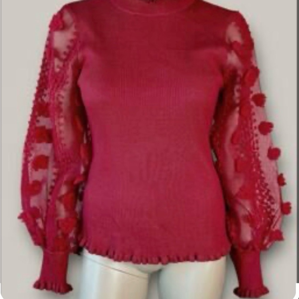 Almost Famous Red Ruffled Sweater